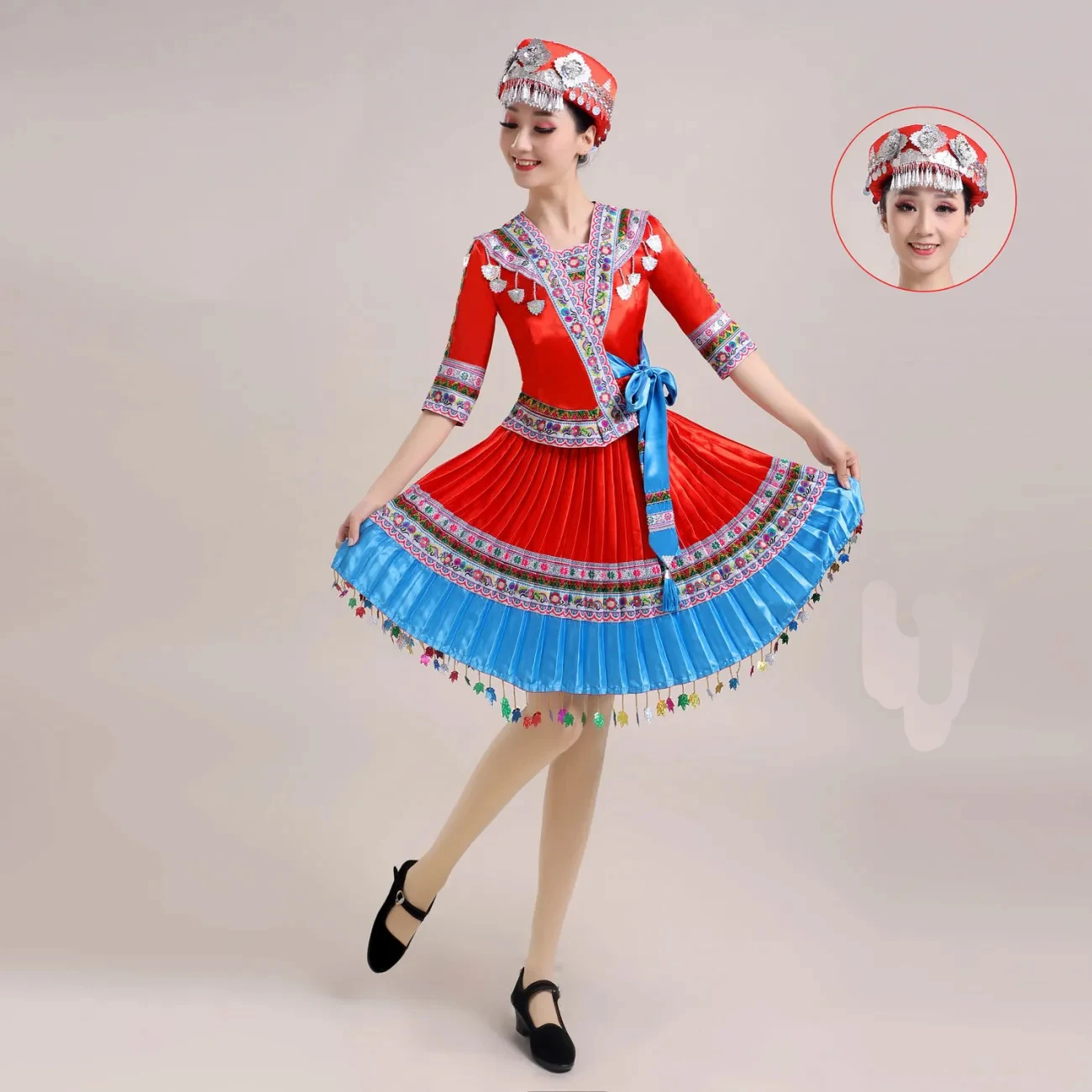 Falda de baile China con estilo Folklore para mujeres, Miao Chica de origen étnico, trajes espectáculo Hmong, Yao occidental - AliExpress