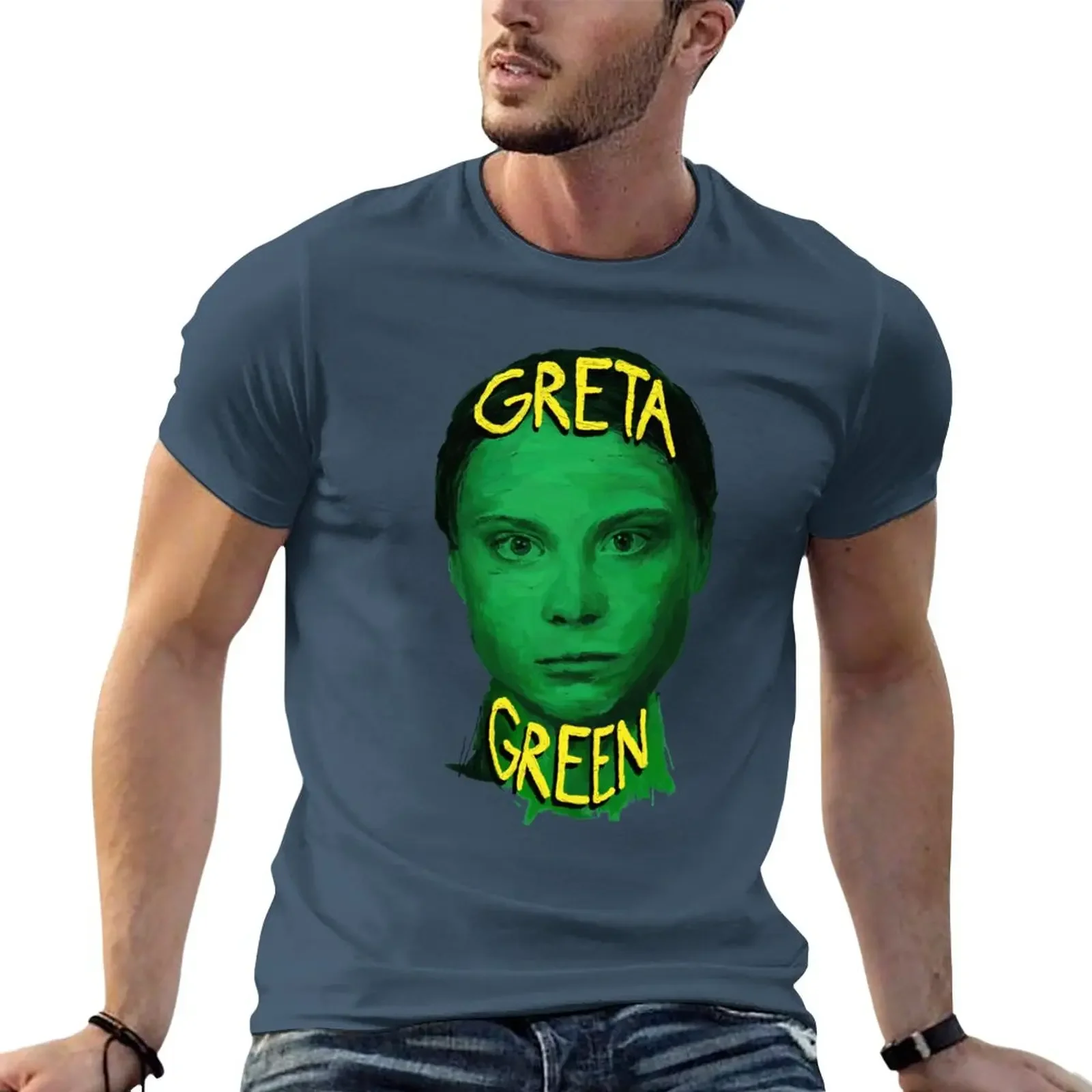 

Зеленая футболка Greta, одежда для хиппи, летние топы, облегающие футболки для мужчин