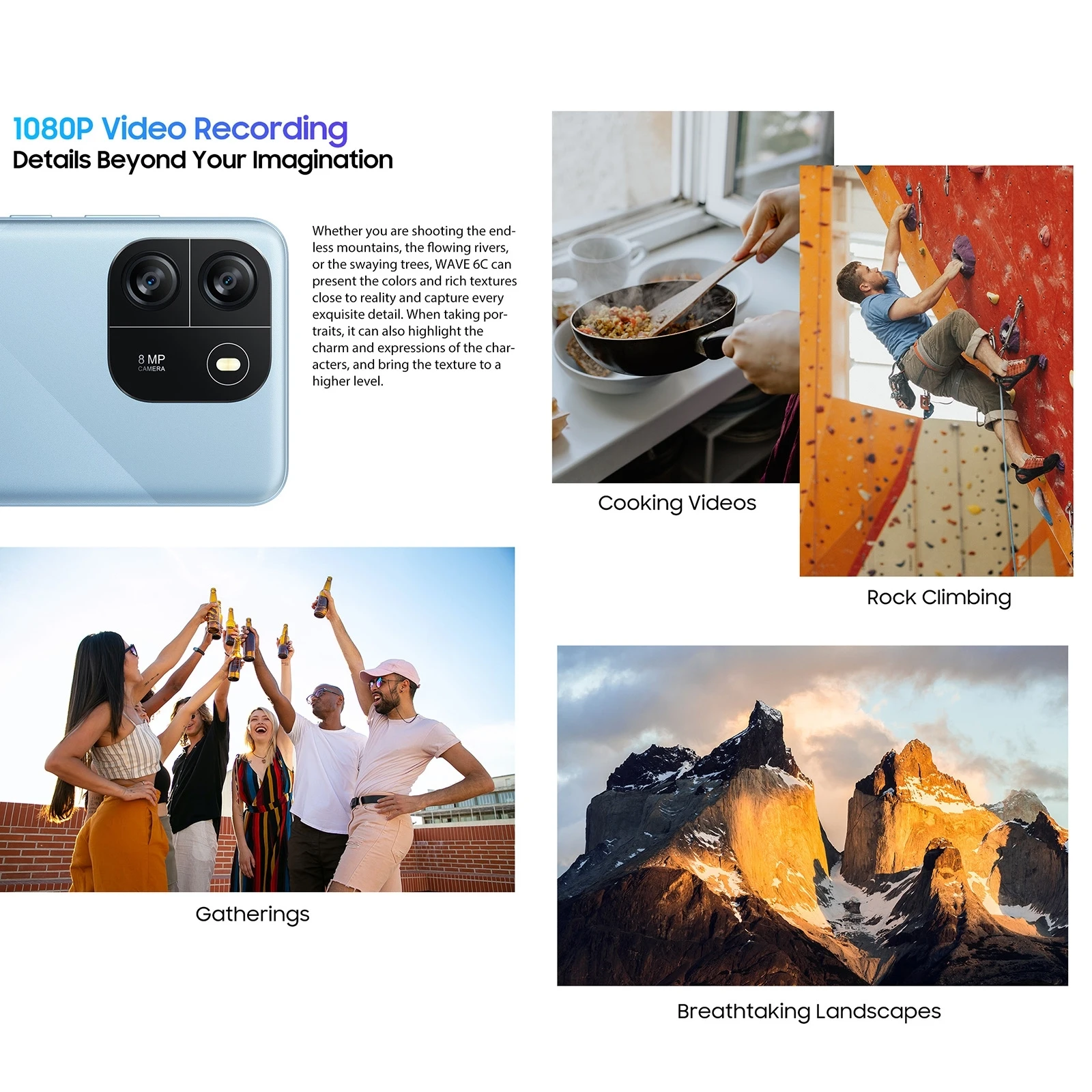 Blackview Wave 6C Smartphone 6.5inch HD Display Octa Core Android 13 Mobile 5100mAh Battery 2GB 32GB 8MP Camera 4G Cellhone 6