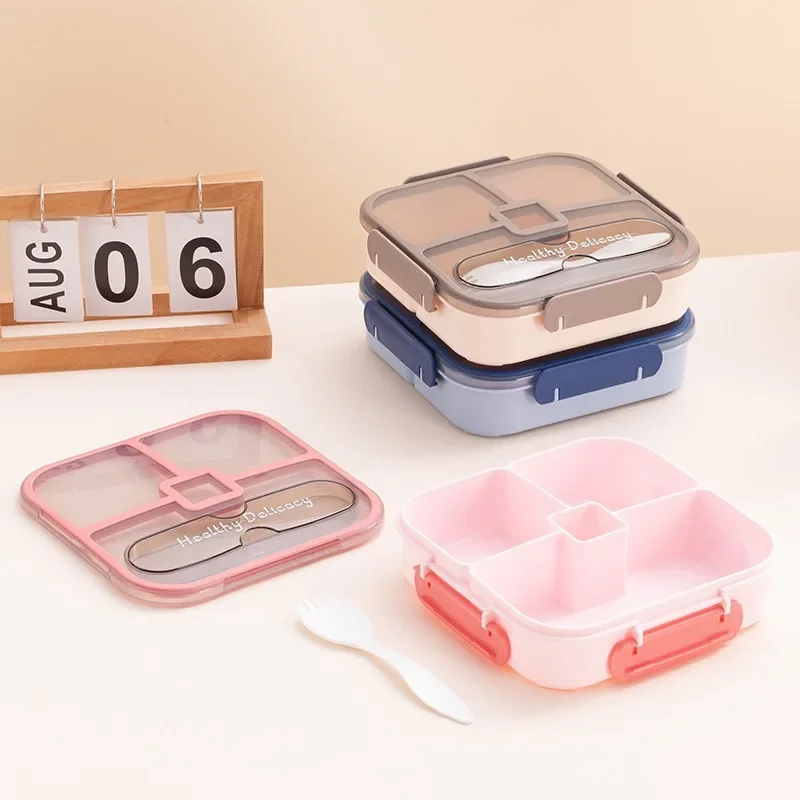 Leak Proof Bento Box 4 Compartment Food Grade Plastics Lunch Box
