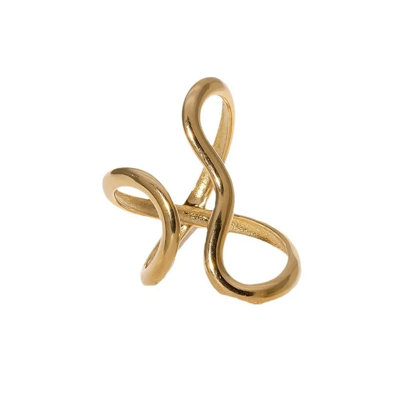 Exquisite Gold-Tone Stainless Steel Statement Ring