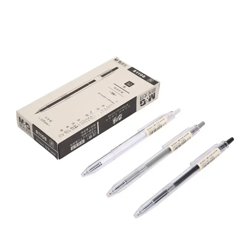 M&G 12 Pcs Gel Pen Press Signature Pen Original Series Full Tip Gel Pens 0.5mm Black 6