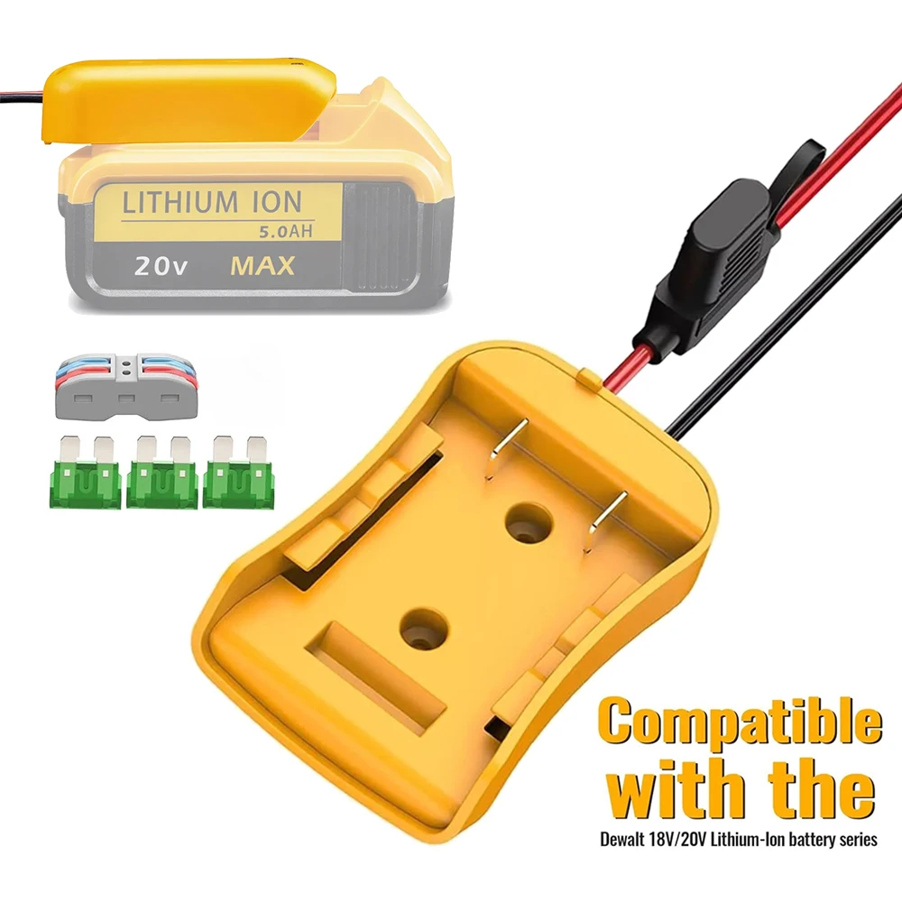Power Wheels-Adapter für Dewalt 20 V Batterieadapter mit Schalter, Sicherung und Kabelklemmen, 12 AWG-Draht, DIY-Fahrt auf LKW, RC-Autospielzeug