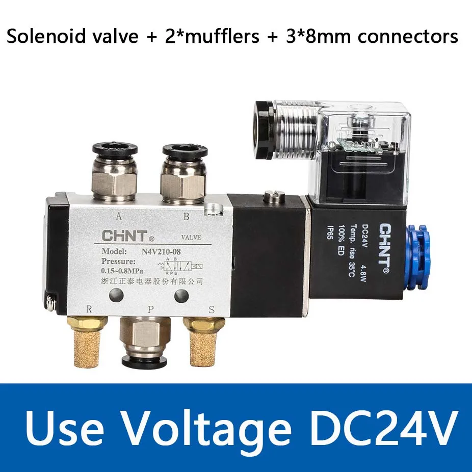 

Original CHNT Pneumatic Electric Solenoid Valve 5 Way 2 Position Control Air Gas Magnetic 4V210-08 12V 24V 220V Coil Volt