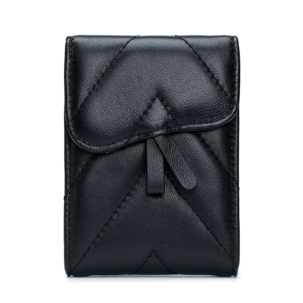 

Fashion Ladies Genuine Sheepskin Leather Card Holder Credit ID For Women Bow-Knot Hasp Driver's License Cover With Photo Window