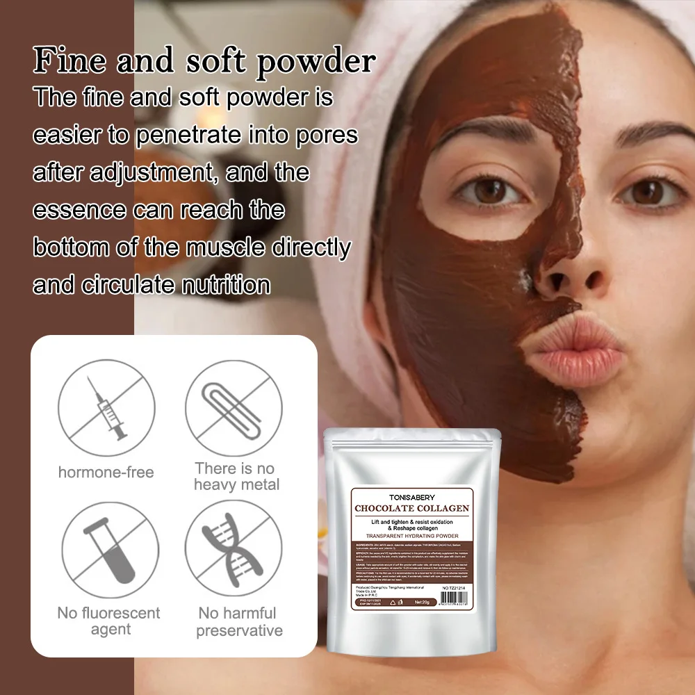 1pc Jelly Mask Powder 20g chocolate collagen facial mask powder soft facial mask powder moisturizing and tightening
