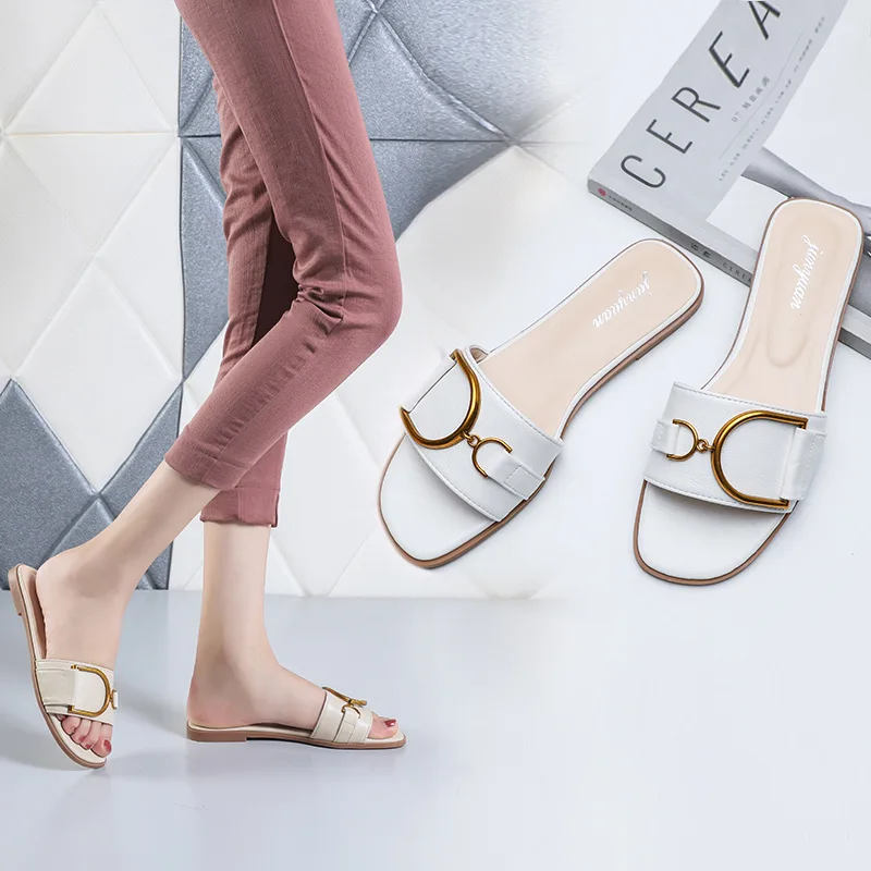 Flat Slides Sandals Designer | Flip Flops Designer Leather | Wom Designer  Sandals - New - Aliexpress