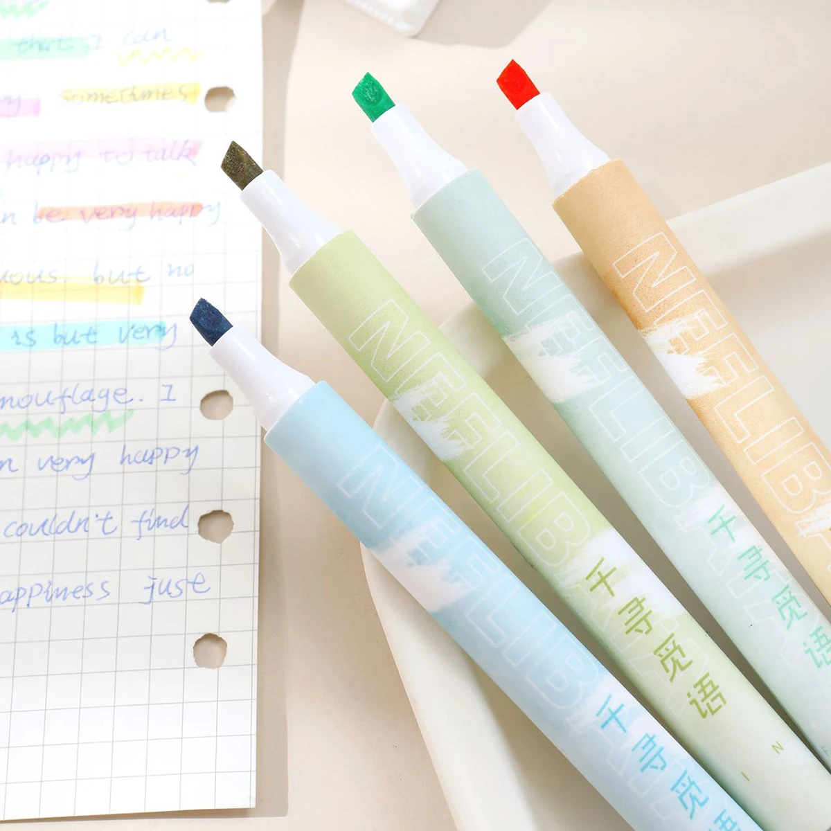 Kawaii Highlighters Painting Pen Suitable for School Student Ledger Marking Drawing DIY Painted Stationery 4Pcs/set