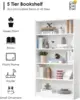 White Bookshelf for Bedroom 5 Shelf Office Bookcase 60 Inches Tall Modern Wood Bookshelf 4