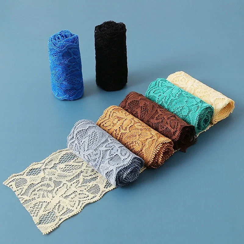 2Meters/lot 8cm Multicolor Elastic Hollow Lace Apparel Sewing Fabric Lace Ribbon DIY Clothing Dress Underwear Accessories lace ribbon lace fabric lace sewing accessories lace sewing supplies lace accessories lace garment accessories clothing craft accessories