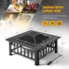 Outdoor Fire Pit, 32 Inch Firepit Table Metal Outdoor Fireplaces with Waterproof Cover for Outside Patio Camping 5