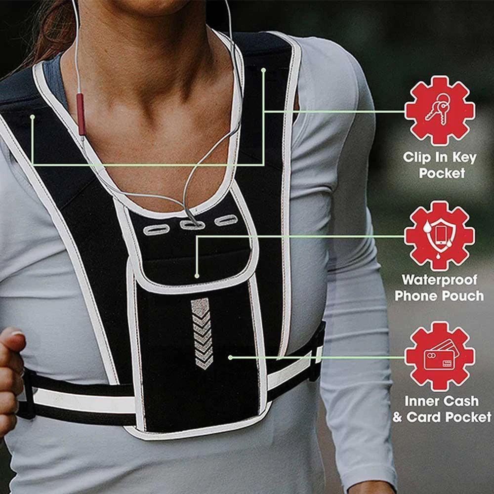 Running Vest Chest Phone Holder Reflective Workout Gear Sport