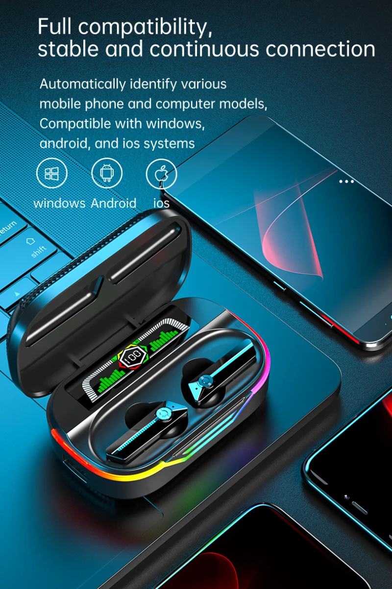 TWS Wireless Bluetooth 5.3 Earphones Noise Reduction Headset Touch Control Sound Stereo Earbuds Sport Headphones Support SD Card wireless earphones wireless earbuds wireless bluetooth earphones wireless bluetooth headphones wireless headset