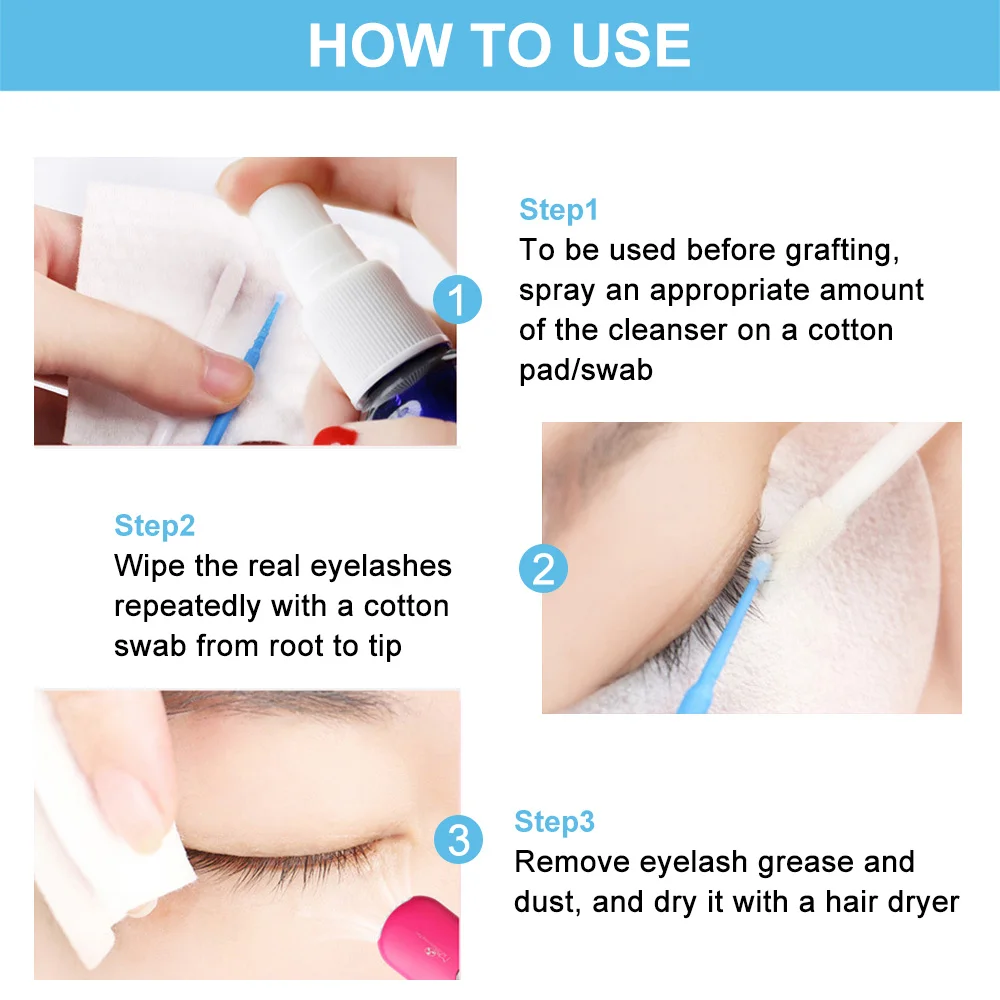 50ml Makeup Cleanser Eyelashes Extension False Eyelash Cleaning Liquid Clean Spray Grafting Cleaner Primer Grafted
