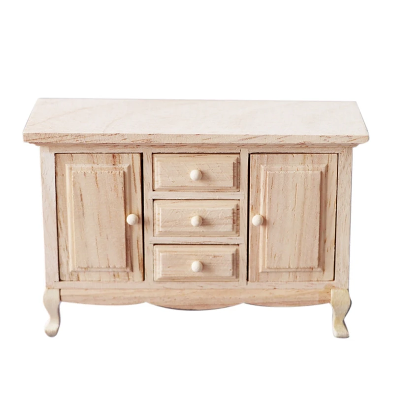 

Мини-шкаф для хранения из Искусственного Дерева, миниатюрный шкаф с двумя дверцами и тремя отделениями, аксессуары для кукольного домика 1/12, игрушка