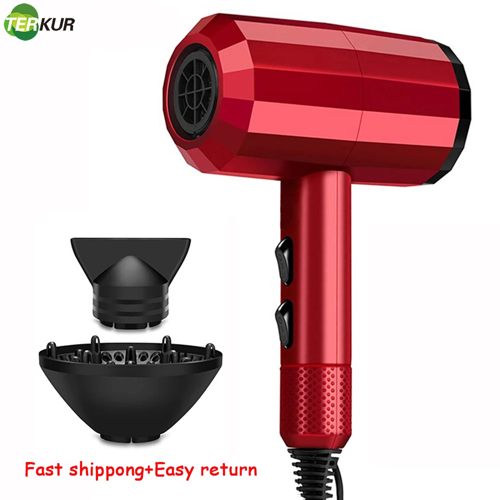 Negative ION Hair Dryer Hot and Cold Strong Wind 6 Gear dressing Blowdryer Dryers with Diffuser 2 Speed 3 Heating Dry | Бытовая техника