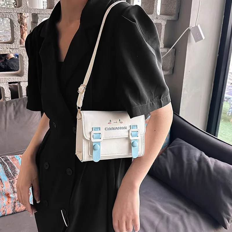 Sanrio Pu Square Bag Anime Shoulder Bags Kawaii Messenger Tote Cute Cartoon Backpacks My melody Cinnamorol Kuromi Fashion Bags