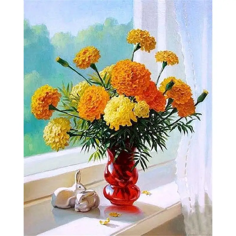 

GATYZTORY Acrylic Paint By Numbers Gift Coloring By Numbers Flower Vase Landscape Number Painting Home Decor Artwork