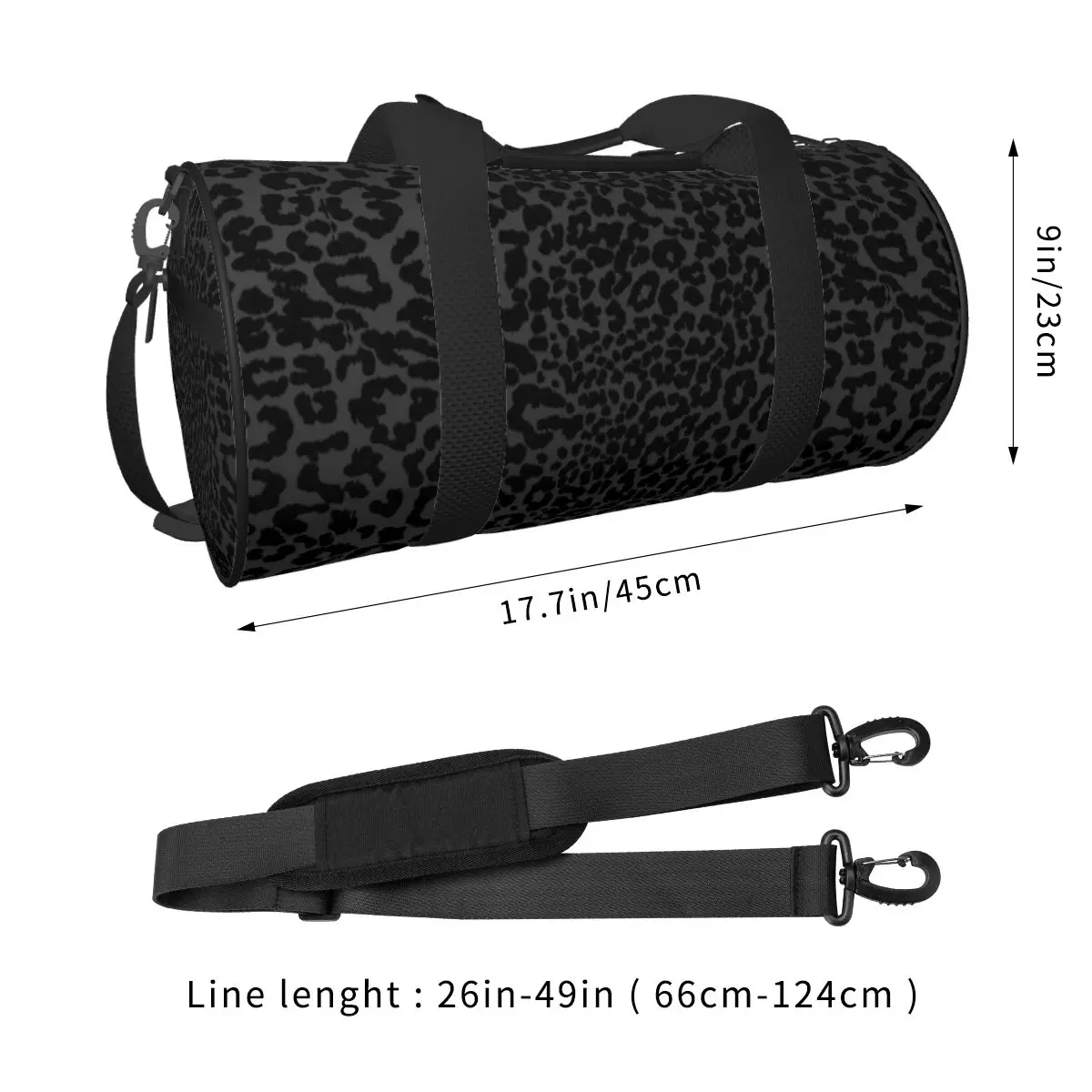 Gym Bag Black Cheetah Print Sports Bag with Shoes Leopard Animal Men Oxford Design Handbag Graphic Luggage Fitness Bag 2