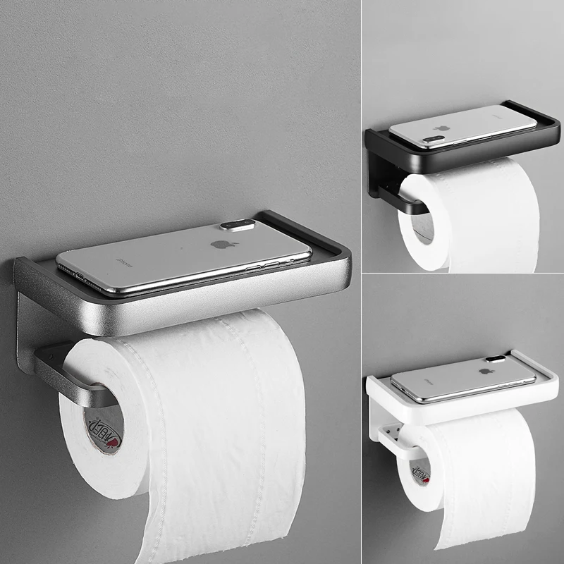 Matte Black Space aluminum Toilet Paper Holder MOLI Self-adhesive Punch-free Bathroom Mobile Holder Bathroom Hardware Set ML609 toilet paper holder