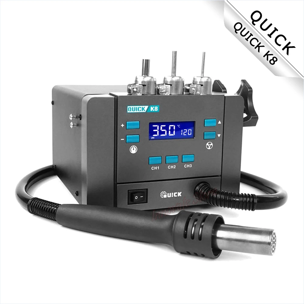 

QUICK K8 1000W Hot Air Gun Station with Heater Bga Rework Station SMD Rework Soldering Station Smart hot air desoldering station