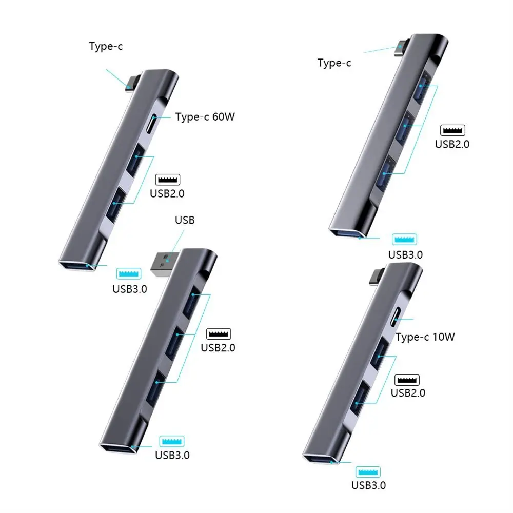 For Laptop PC Splitter High Speed Docking Station USB 3.0 USB-C HUB PD Charging OTG Adapter 4