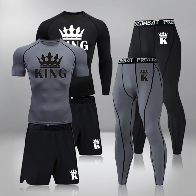 

Men's Training Fitness Tracksuit Quick Dry Workout Tights Compression Suit 3PCS/Set Running Suit Outdoor Gym Clothing Sportswear