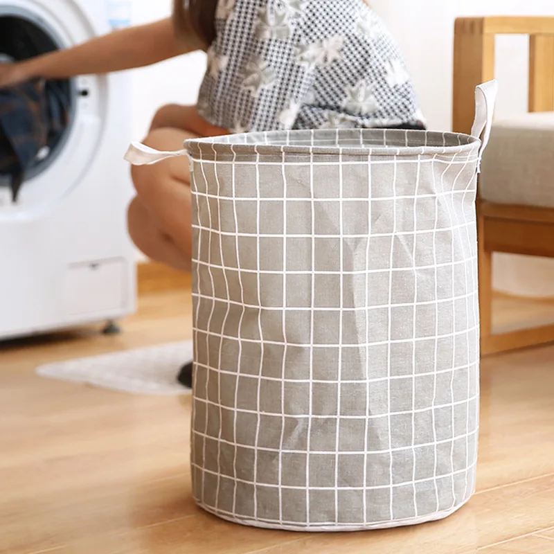 Laundry Basket Cotton Linen Foldable Laundry Hamper Waterproof