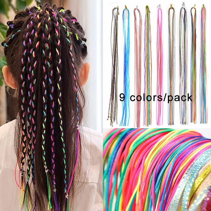 

8packs Reinbow Colored Hair Braids Rope strands for African Braids Girls DIY Ponytail Braids Women Styling Hair Accessories