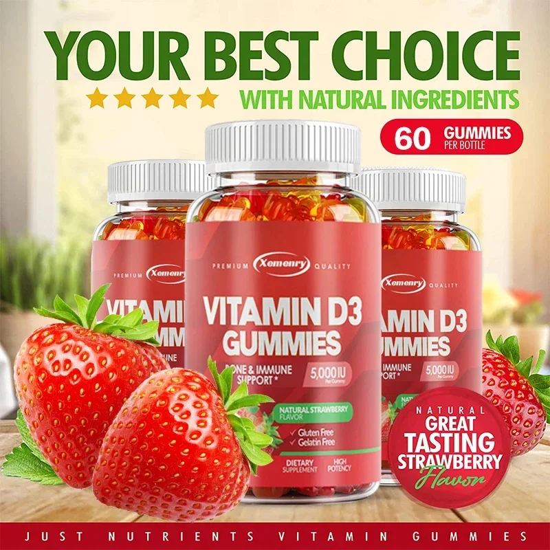 

Vitamin D3 Gummies 5000 IU - Immune System, Bone and Joint Support - Keep Your Body Healthy and Active