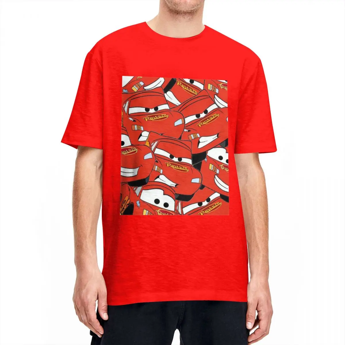Uomo Donna Lightning Mcqueen Collage T Shirt Cars 100% Cotone Top Novità Manica Corta Girocollo T-Shirt Taglie Forti