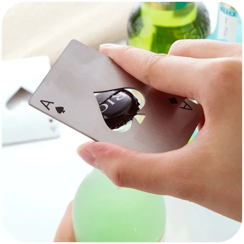 Creative Poker Card Bottle Opener Multi Gadget Stainless Steel Ace Of Spades Edc Pocket Beer Opener Tool Party Supplies 20PCS