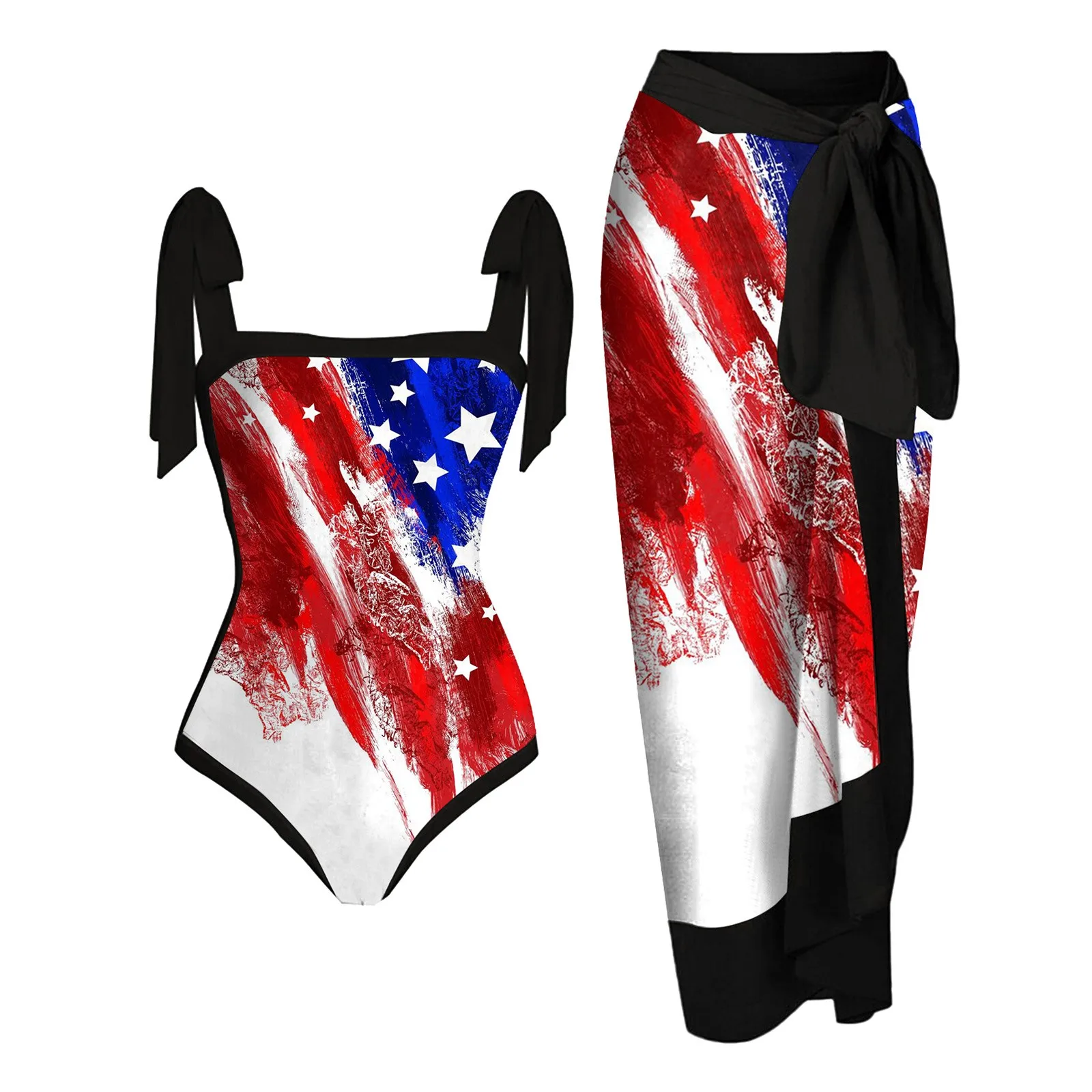 

Women'S Fashion Two-Piece Bikini Conservative One-Shoulder Colorful Swimsuit Women Swimwear Long Skirt Brazilian Beach Suits