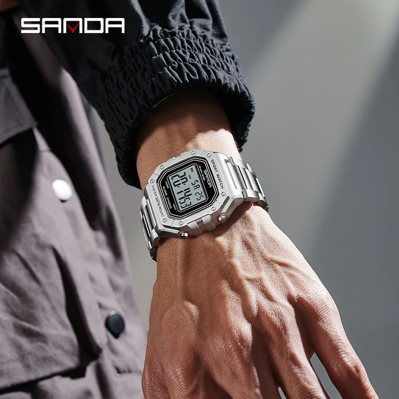 Digital Fashion Waterproof Watch with Date & Alarm