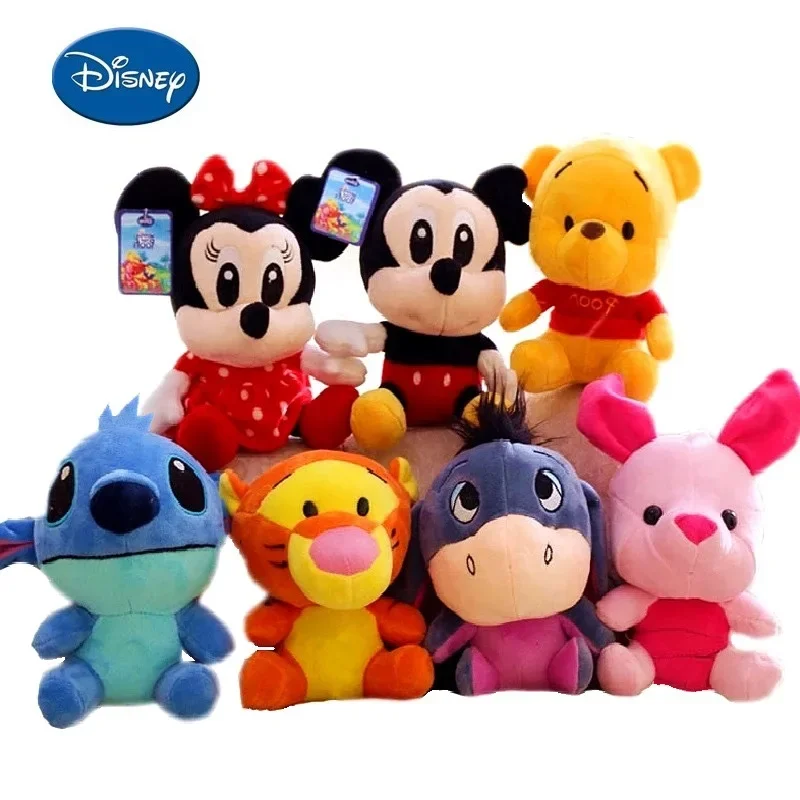 20Cm Disney Cartoontoys Winnie The Pooh Mickey Mouse Minnie Dolls Lilo & Stitch Cute Boy Girl Kids Regali Di Natale