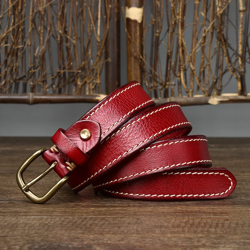 brown belt women 2.8cm Width Women Belt Designer Female Belt Genuine Leather Belts Cowskin Strap Pin Buckle Belts Fancy Vintage for Jeans wide belts