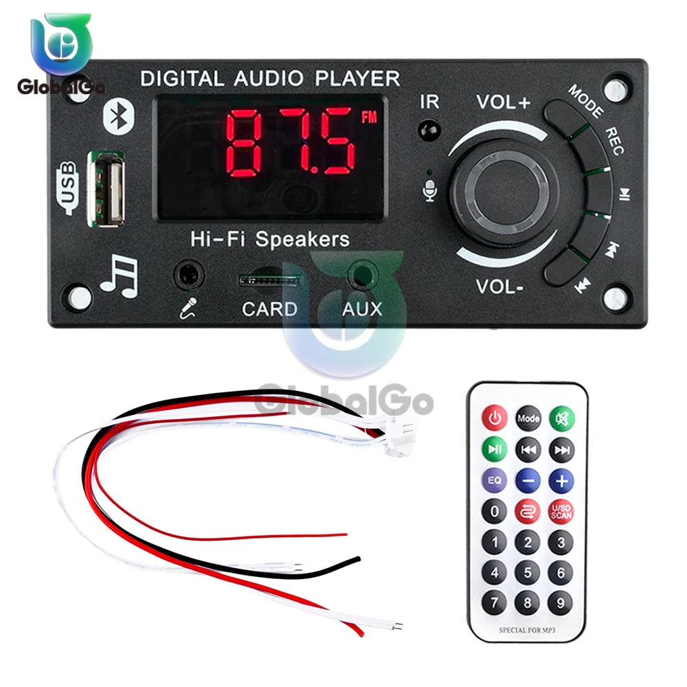 

DC5V-25V Bluetooth 5,0 MP3 декодер доска 2*50 Вт усилитель аудиоплеер автомобильный FM-радио модуль динамик TF USB микрофон запись вызова