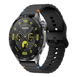 Enhanced Liquid Silicone Wave Watch Strap - Ultra Light Matte Finish Wristband with Quick Release for OnePlus Watch (Black)