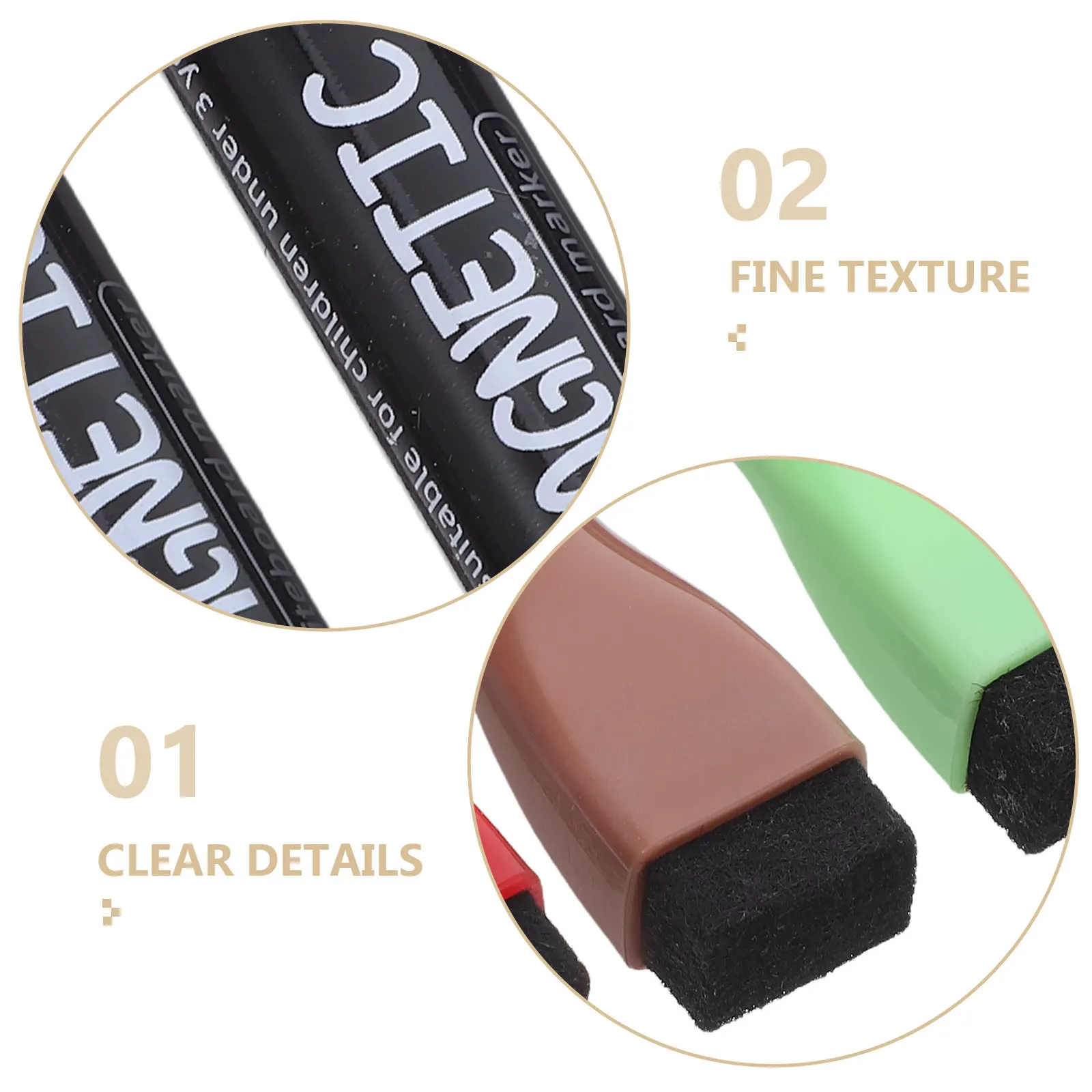 8Pcs 자기 건식 지우기 마커 화이트보드 펜 이동식 지우개 캡 강력한 자석 유리 보드용 편안한 인체공학적 그립