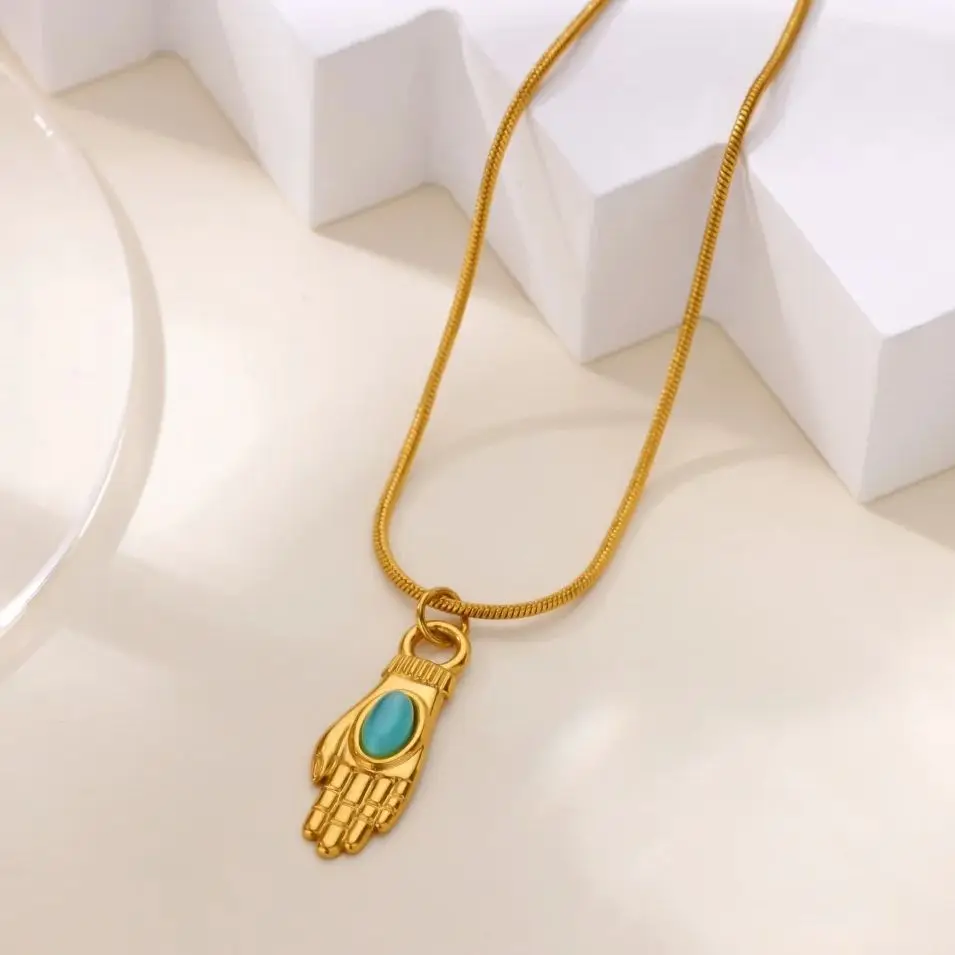 Stainless Steel Opal Hand Necklaces For Women