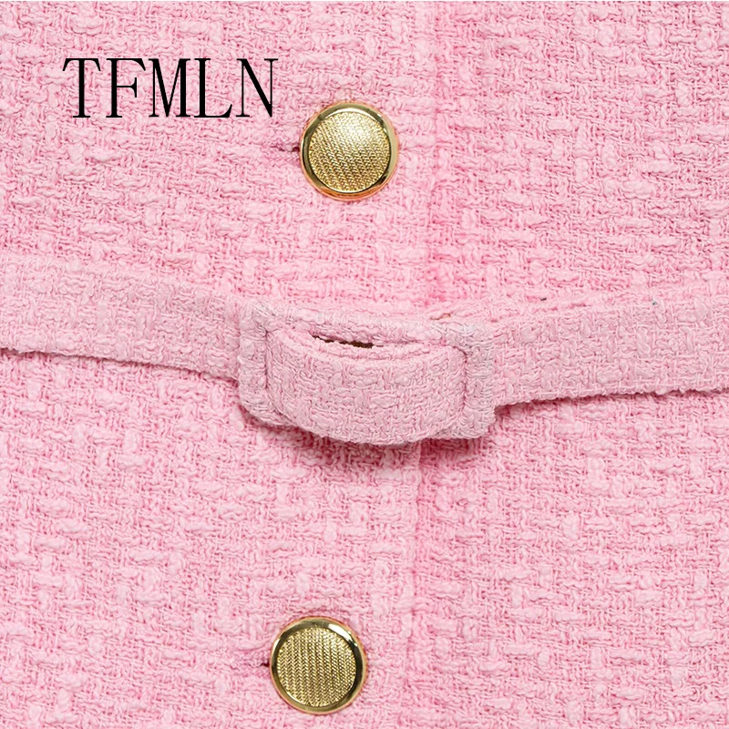 TFMLN New Spring Women Fashion Texture Vest Top With Belt O-Neck Sleeveless Pockets Decoration Casual Slim Waistcoat Tops