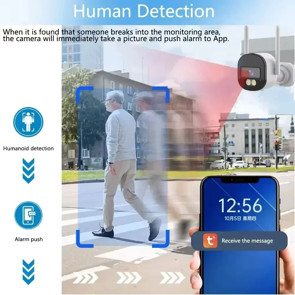 Tuya 5MP Bullet Camera Outdoor 5G Wifi Security Protection Support Onvif Auto Tracking Two Way Audio CCTV Wireless Surveillance 2