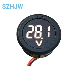 LED Digital Display Circular Voltmeter with Reverse Connection Protection (White)