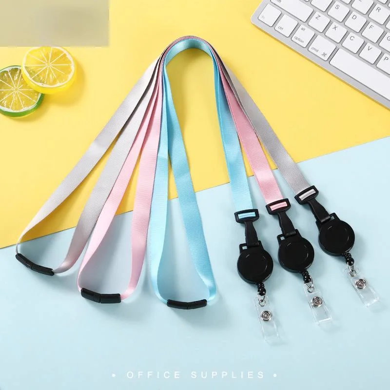 Retractable Lanyard With Badge Reel Neck Strap For ID Card Cellphone Hanging Key Employee's Staff Work Card Rope Strap Fold 46cm retractable badge reel hanging neck strap retractable id lanyard retractable key ring