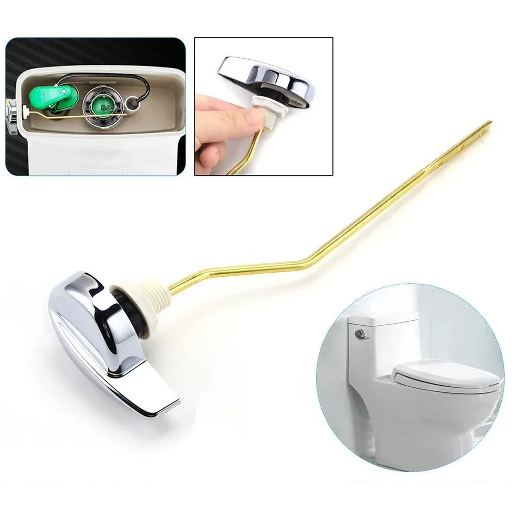 1Pc Universal Toilet Tank Flush Lever Chrome Finish Toilet Lever Handle Bathroom Accessories