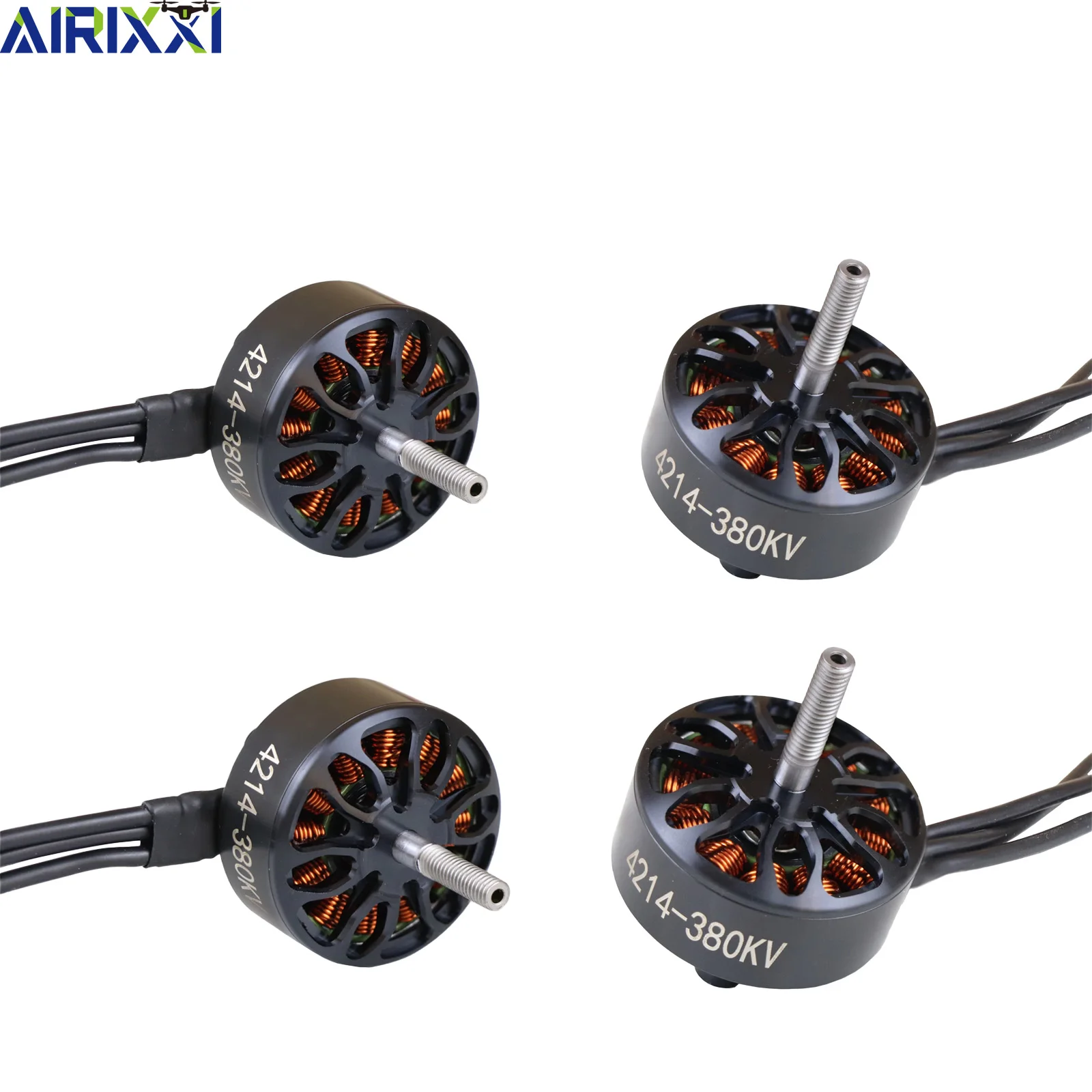 Moteur de drone sans balais 4214-380KV fixé sur un bras de drone FPV 13 pouces, avec hélices installées.