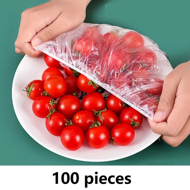 food storage covers 100pcs Disposable Fresh-keeping Cover Plastic Food Storage Covers Reusable Bowl Covers Stretch Lids Elastic Cover Bag