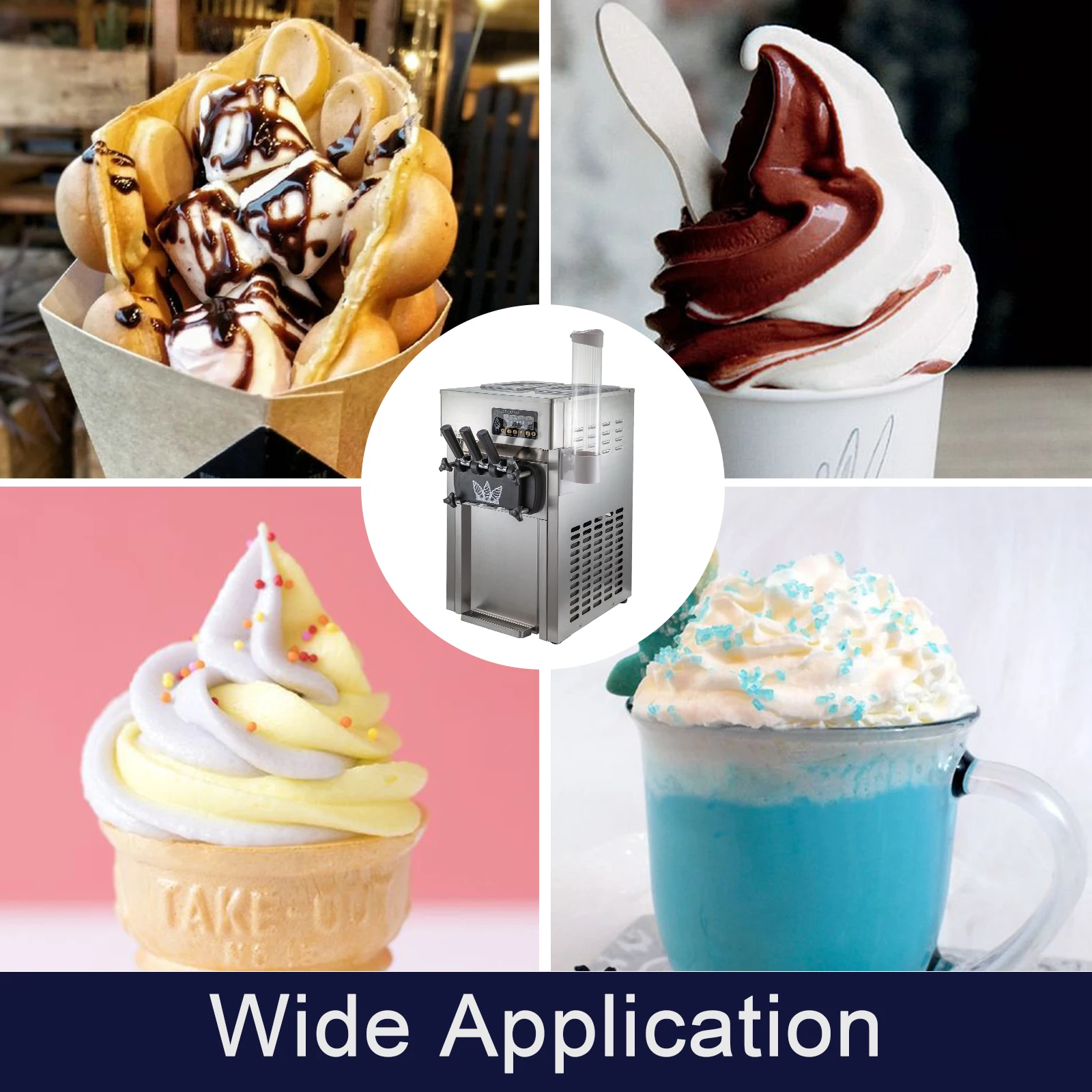 Máquina de sorvete macio de bancada VEVOR 2200 W Máquina de sorvete macio  de bancada laranja 5,3 a 7,4 galões por hora Máquina de sorvete para  restaurantes, bares, cafés, padarias