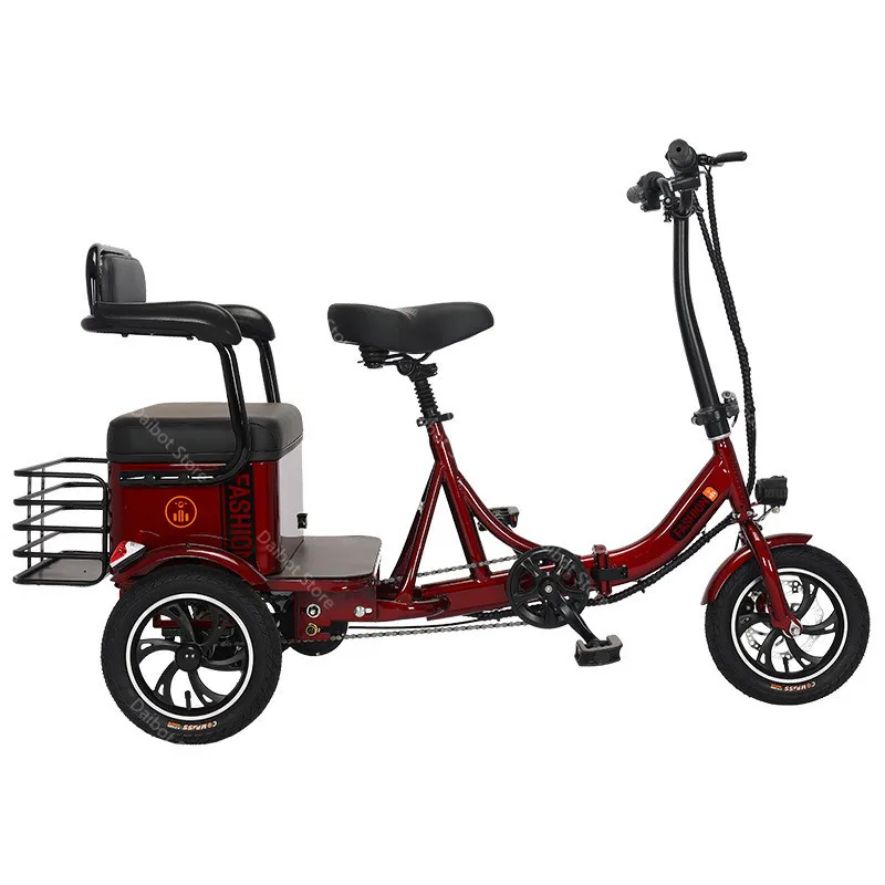 Bicicleta eléctrica plegable de 3 ruedas para adultos, 350 W, 48 V, minibicicleta de carga eléctrica de 12 pulgadas para personas mayores con batería de litio extraíble