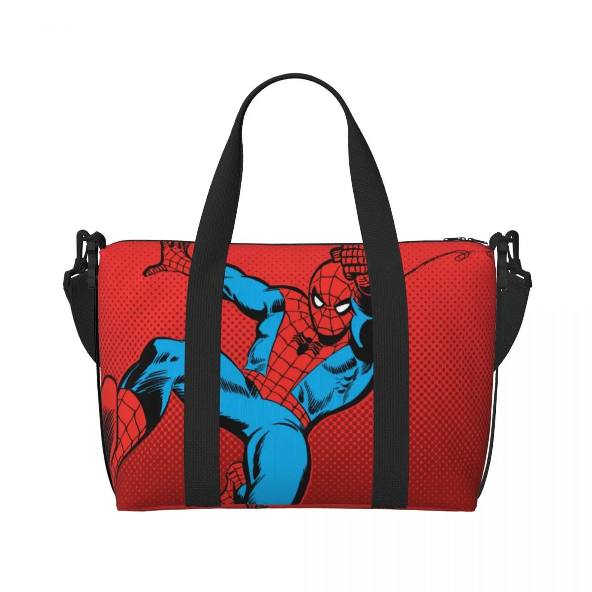 Spider Man Retro Swinging Kick Groceries Tote Shopping Bag Women Big Capacity Gym Beach Travel Bags
